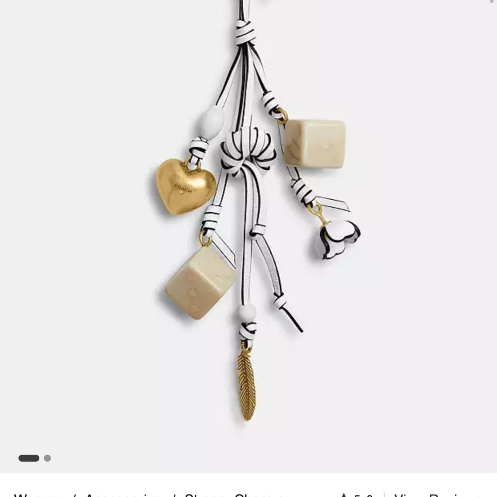 COACH Gold and White DICE Charm Keychain